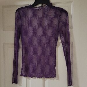 Elegant Sheer Mesh Purple Lace Women's Top